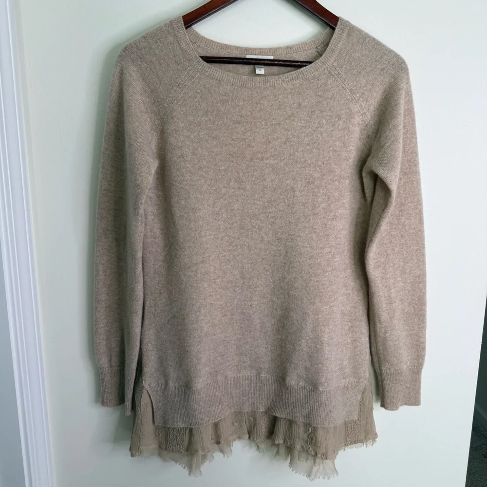 Garnet Hill 100% Cashmere Shirttail Sweater Size XS